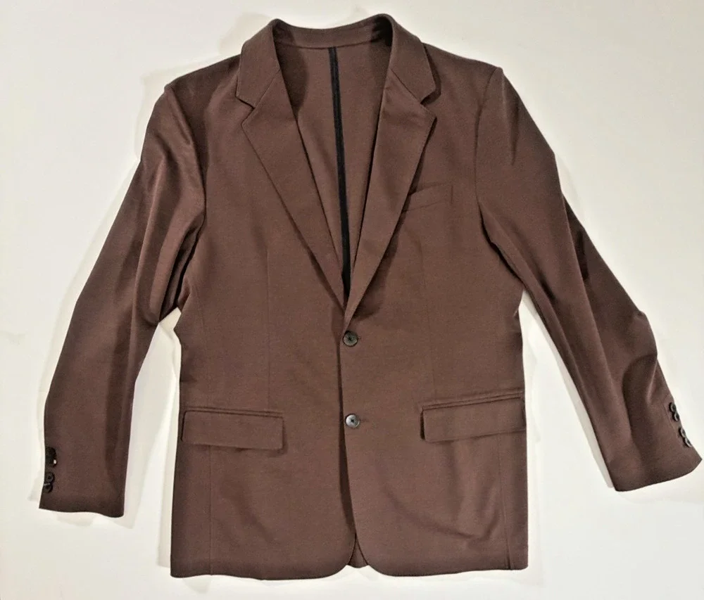 xSuit 5.0 Men's 2pc Suit Size 46L Jacket Taupe Tech Wool Stretch Wrinkle-Free